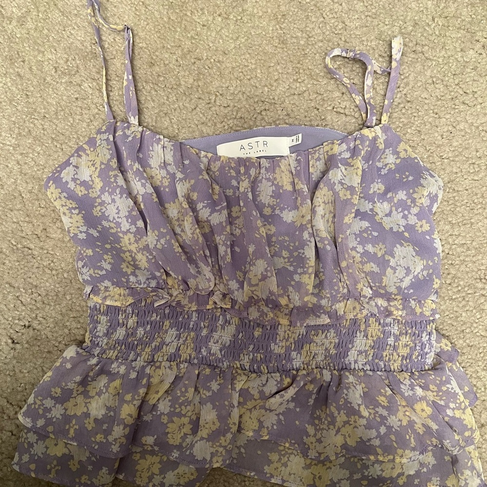 Astr Purple Camisole with Bustier Peplum Design